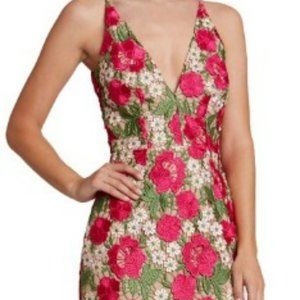 Dress the Population Pink Floral Aurora Midi Dress M